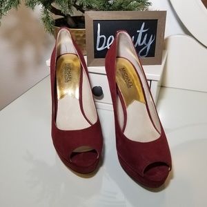 Michael Kors Maroon Peep Toe Pump Heels
